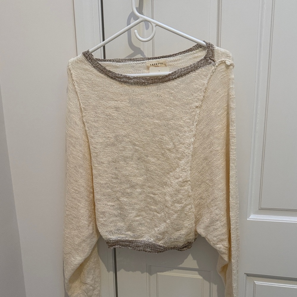 Promesa Beige Sweater with Taupe Accents